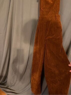 SHEIN Corduroy Wide-Leg Jumpsuit in Brown